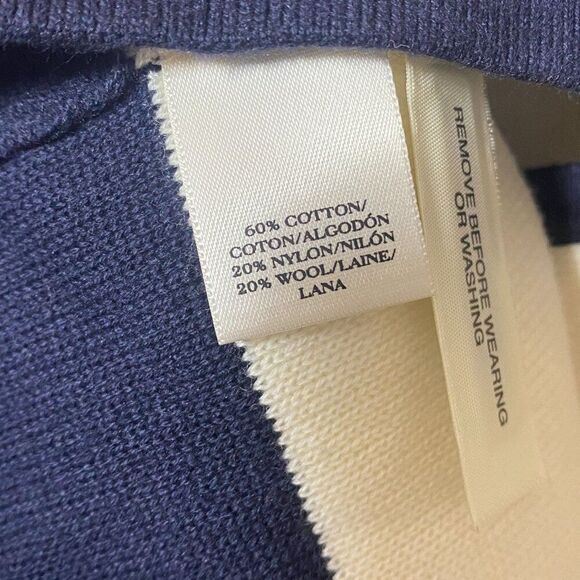 Ann Taylor Cardigan Sweater Navy Blue and White Stripe Size XL - Picture 6 of 7